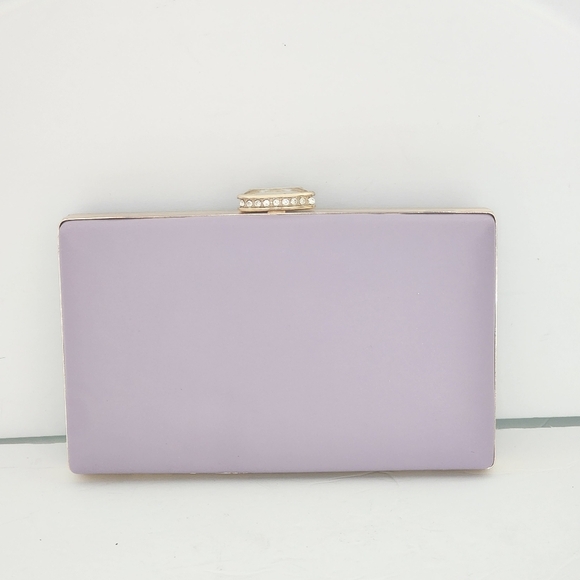 Women\'s Purple Leather Satin Flower Evening Clutch Bag